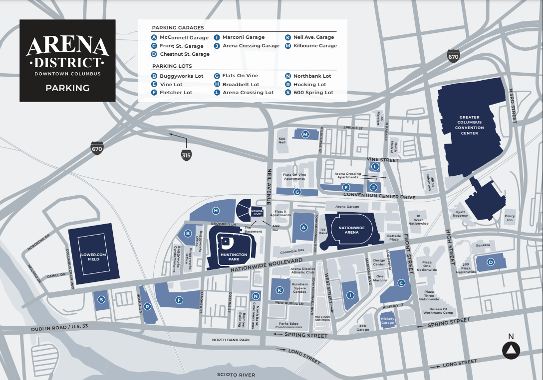 arena parking map